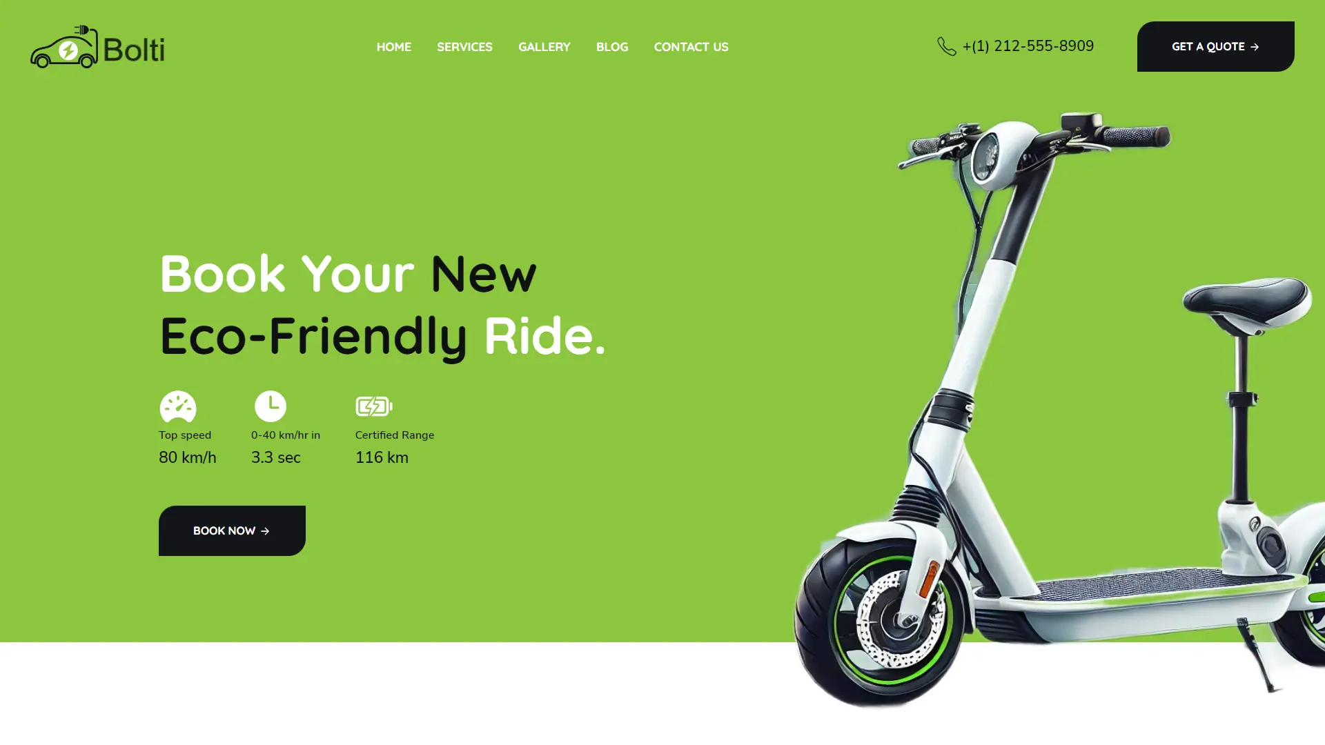E-Scooter Rental Website - Vibrant and dynamic website advertising E-Scooters