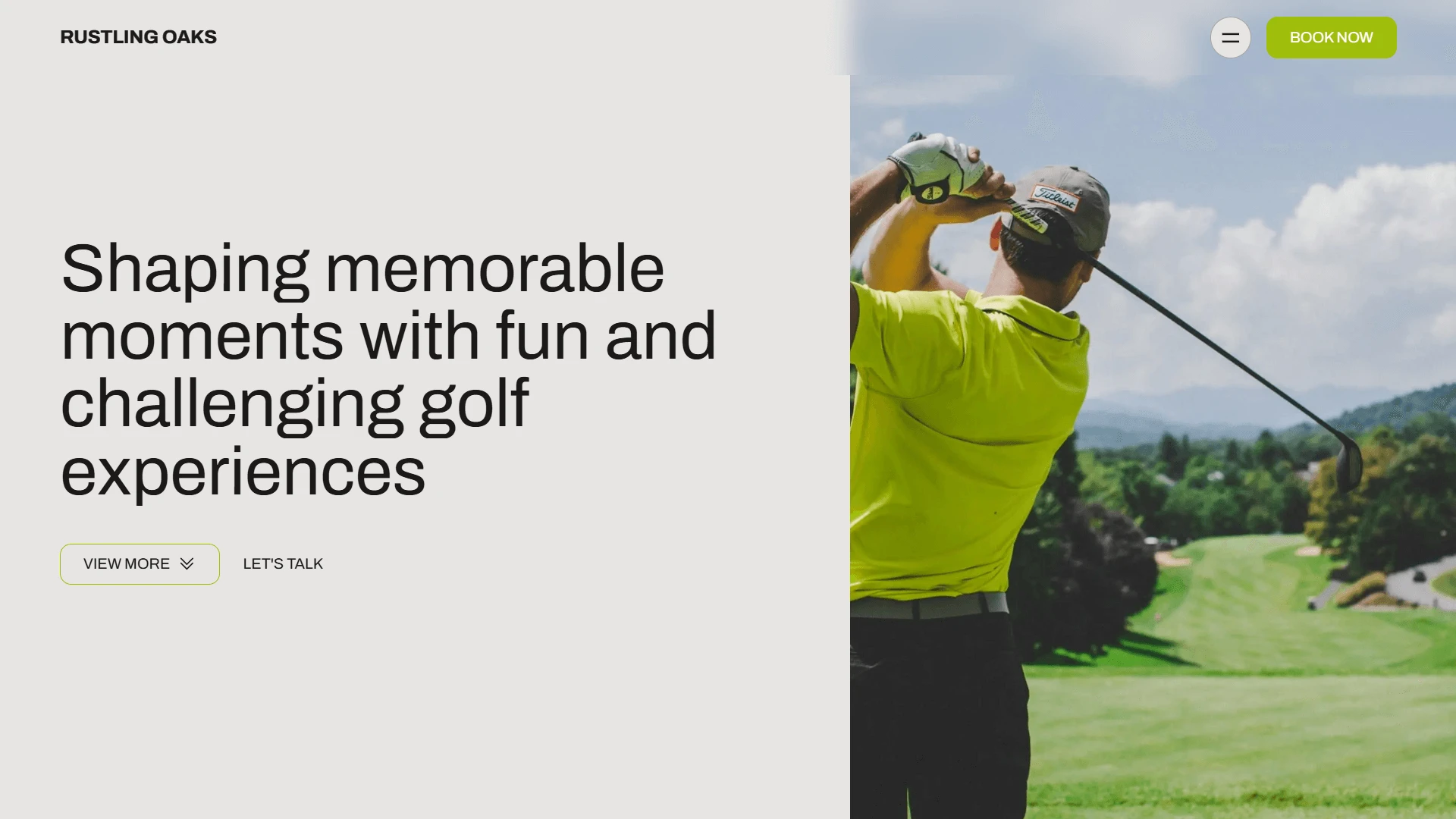 Rustling Oaks - Modern and sleek Golf website with Next.js and Framer Motion